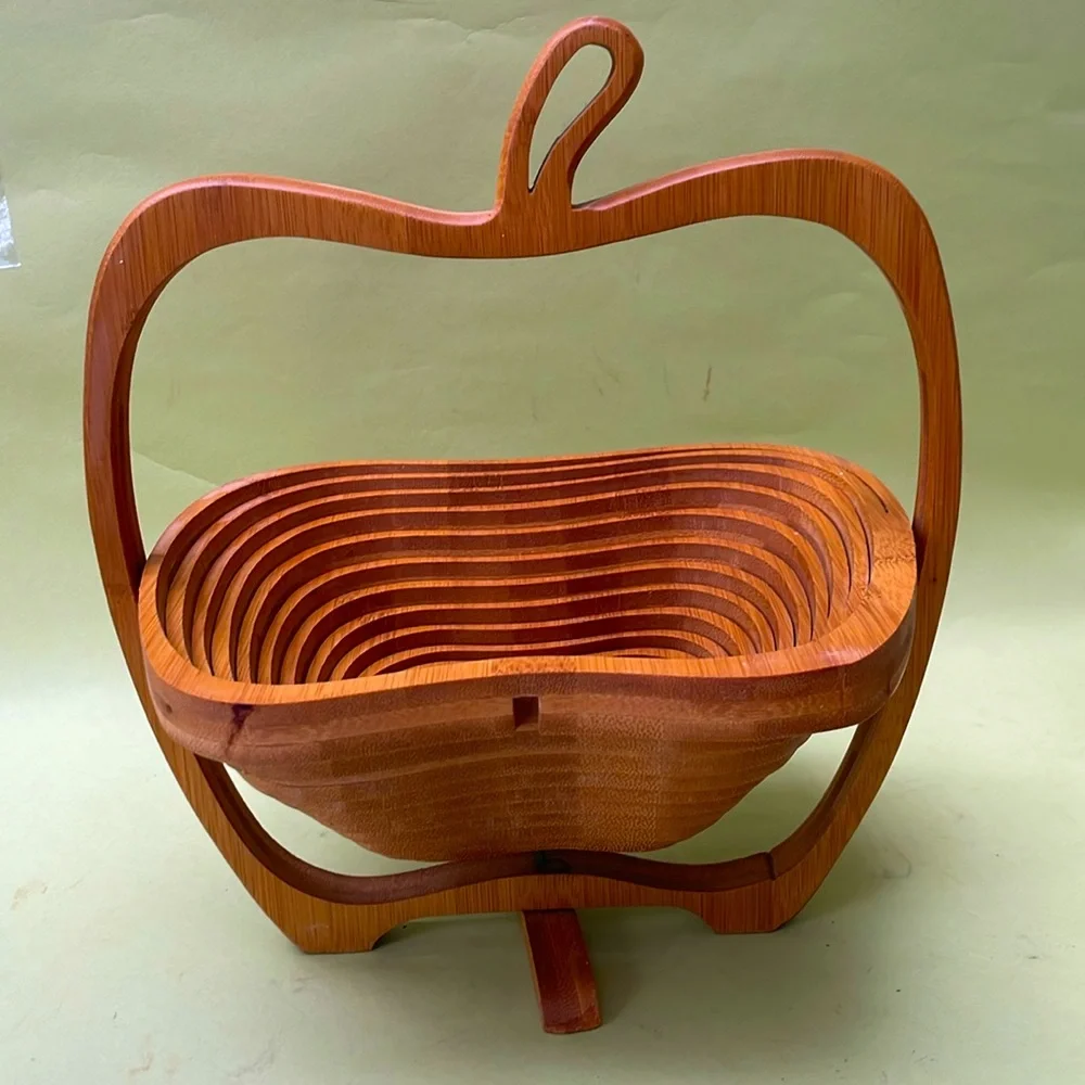 Vintage handmade wooden fruit vase